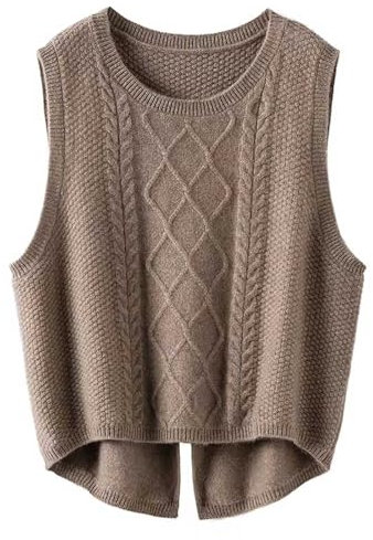 111 Pullunder Damen Ärmellos Strickweste Baggy Atmungsaktiv Damenweste Rundhal Weste Strick Streetwear Fleecejacke Fellweste Wollweste Freizeit Winterpullover