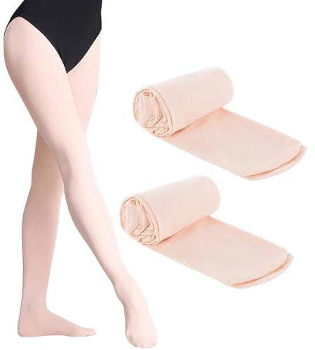 HFMYGS 2 Paar Ballettstrumpfhose Mädchen,Elastisch Atmungsaktiv Ballettstrumpfhose,Kinder Ballettstrumpfhose,Anzstrumpfhose,Gymnastik Strumpfhose,für 6–9 Jahren Mädchen Ballett Gymnastik Tanz Sport