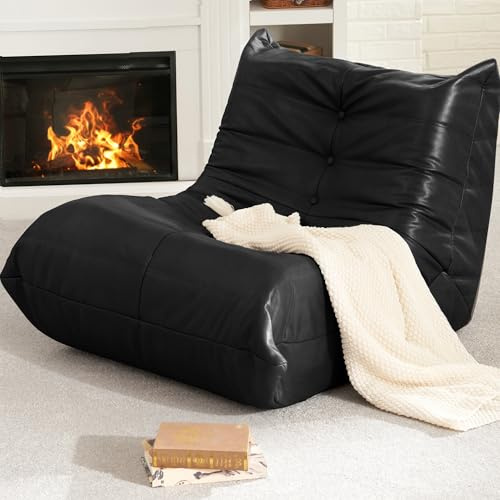 Hobestluk Bean Bag Chair Togo Chair Memory Foam Leather Living Room Adult