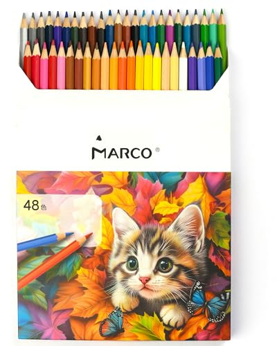 MARCO Ölbuntstifte 48 Farben - Vorgespitzt & Bruchsicher - Premium Set für Erwachsene & Künstler - Ideal für Malen, Zeichnen, Schule & Kunst