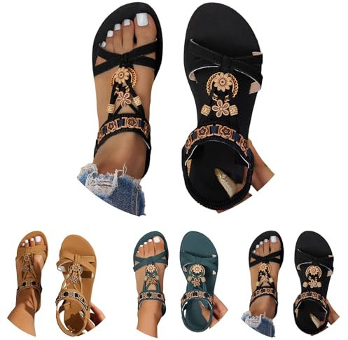 orthopedische sandale Sandalen Damen Sommer Elegant Slingback Orthopädische Sommerschuhe Flache Weichen Sohlen Mit Fussbett Atmungsaktive Peep Toe espadrilles für damen Schwarz 38