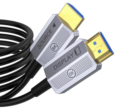 Fibopitcal 8K Fiber Optic HDMI Cable 50 ft, 48Gbps Long HDMI 2.1 Cable 8K@60Hz/4K@120Hz, Ultra HD HDR, eARC, Directional (Source to Display), for PS5 4 3/Xbox/TV/Monitor/Laptop/Projector/Blu-ray