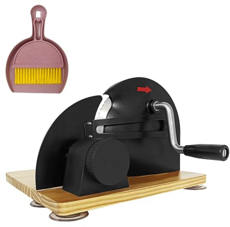 Botiliceer Manueller Brotschneider für Sauerteigbrot, Einstellbare Dicke, Faltbarer Brotschneider mit Handkurbel, Edelstahlklinge, Saugnapf und Reinigungssets