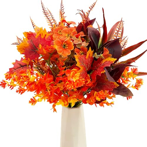 Jadeunm 6 Bündel Künstliche Herbstblumen Herbstdeko Herbststrauß