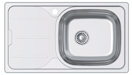 CATA Fregadero CDS-1 EI/A Cubeta Cuadrada Escurridor Instalación Mueble 45 CM Base Fondo Absorbente Acero Inoxidable Válvula Canasta Acabado Inox