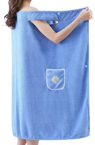 Toallas para llevar, envoltura de baño de forro polar coral, toallas de secado fácil con bolsillo, toalla absorbente para el cuerpo, bata de baño para el hogar, spa, gimnasio o viajes, mujeres