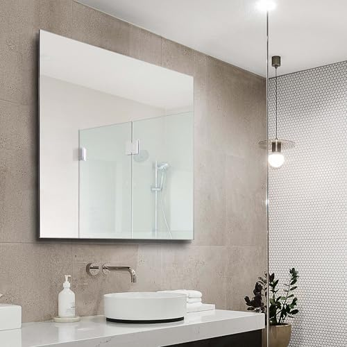 FENIX ECOSUN 300 GS - Riscaldamento a specchio a infrarossi, 58,5 x 58,5 cm, riscaldamento a infrarossi da 300 Watt, specchio da bagno con riscaldamento, IP44, montaggio a parete