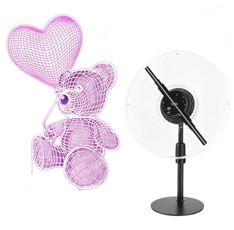YUEHISY 3D Hologram Fan 9.1in - Holografisk Projektorreklamskärm med WiFi-fjärrkontroll, 1024x234 Upplösning, 234 Lysdioder (EU)