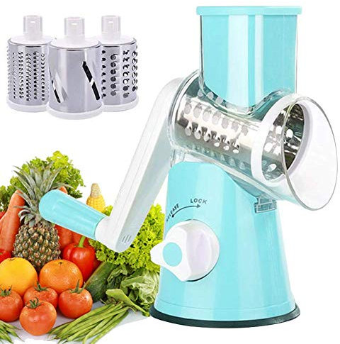 HMILYDYK Coupe-légumes rond rotatif pour tambour à fromage Râpe manuelle Rotatif Rouleau Râpe Bleu