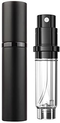 Travelofo Mini Perfume Bottles, Refillable Spray Dispenser, 5ml Leak-Proof Atomiser for Travel, Luxury Gift for Men & Women (Black)