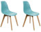 HOME DECO FACTORY 2er Set Skandinavische Blau Polypropylen Celadon Möbel Sitz Esszimmer Eingangsraum Holz Buche Türkis 46,2 x 52 x 86,4 cm