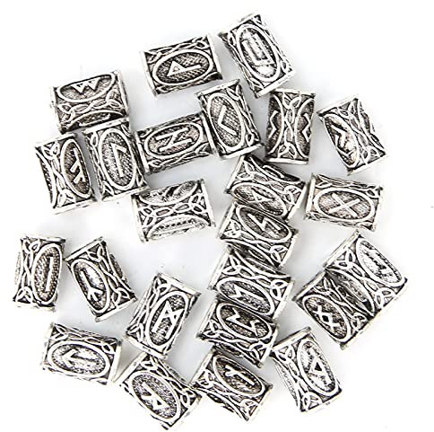 Haarperlen, Bartperlen für Männer, 24 Stück, Wikinger-Haarperlen, Legierung, Vintage-Dreadlock-Perlen für Reisen, Salon