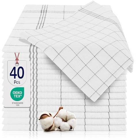 BARBONS Geschirrtücher 40er Set - Baumwolle 50x70 cm - Oeko-TEX Zertifiziert - Küchentextiliensets Trockentücher Küchenhandtücher Küchentücher Geschirrhandtücher Waschbar bis 90 C Anthrazit