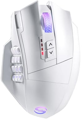 UtechSmart Venus Pro - Ratón inalámbrico MMO para juegos, sensor óptico de 16.000 DPI, tecnología de transmisión de 2.4 GHz, diseño ergonómico, iluminación Chroma RGB de 16 m, 16 botones programables