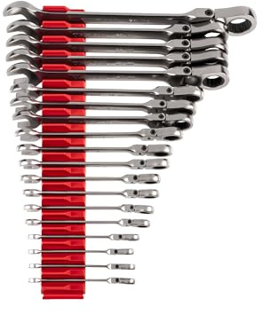 TEKTON Flex Head 12-Point Ratcheting Combination Wrench Set with Modular Organizers, 19-Piece (6-24 mm) | WRC95303