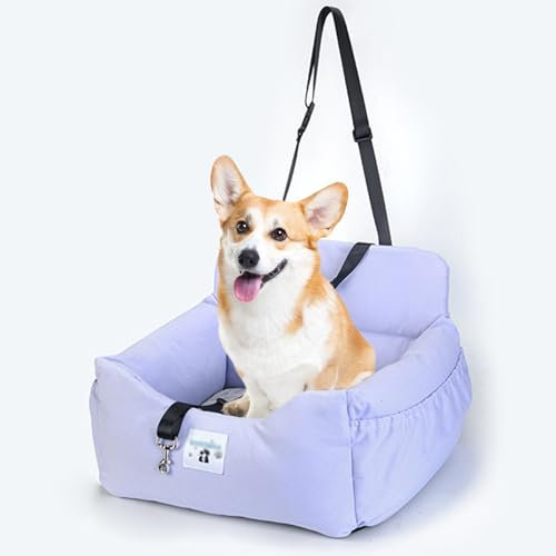 RUYICZB Hunde Autositz, Hundeautositz Hundesitz Kleine Mittelgroße Hunde Mit Stabil Sicherheitsgurt, Hundesitz Auto rutschfest Mit Abnehmbar Waschbar Und Seitliche Lagerung Taschen,Lila