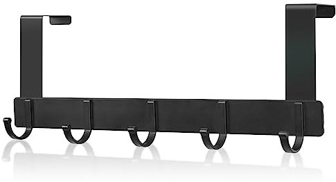 AUXHCYL Over Door Hooks, Stainless Hanger Coat Hook for Towel, Clothes, Bag, Robe, Storage Space Saving for Bathroom, Bedroom, Wardrobe (Black)