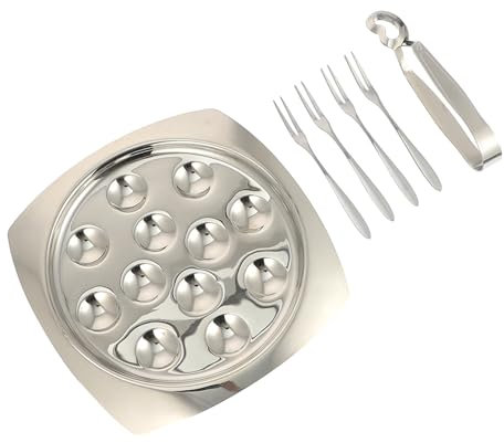 Cabilock Plato De Acero Inoxidable Para Caracoles Tenedores De Pinza Plato Útil Placas Para Cena De Caracoles