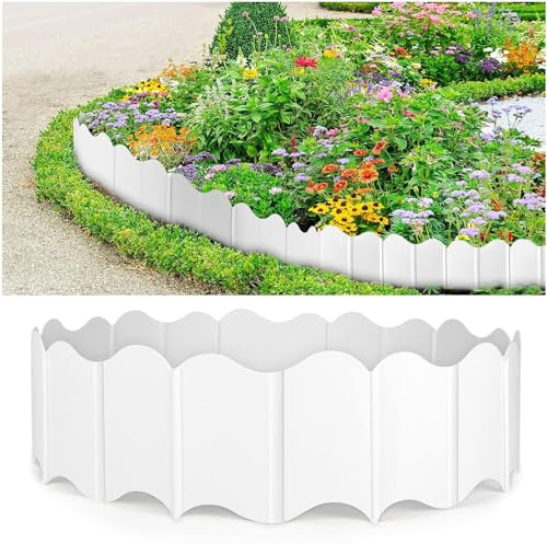 20pcs Garden Edging Borders, Garden Fence Lawn Edgings Decorative, White Flexible Garden Landscape Edging Borders for Outdoor Lawn Garden Flower Bed Yard,Lawn Edging