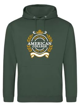 AMERICAN COLLEGE USA Tröja tröja med tryck varma kläder unisex barn pojkar och flickor casual modell ACSCW5 mörkgrön 10 år, Färg: grön, 10 �r