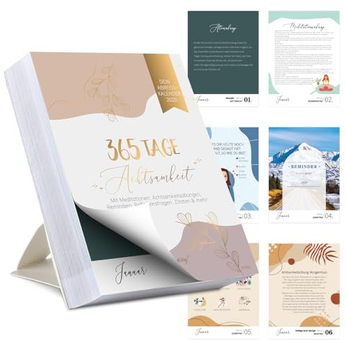 Abreißkalender 2025 - Tagesabreißkalender 2025 für 365 Tage, Abreisskalender 2025 täglich Sprüche, Achtsamkeit und Inspiration