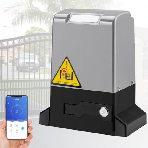 HWGANX Sliding Gate Operator, 750w 2000kg Automatic Sliding Gate Opener Sliding Gate Roller,Sliding Gate Operator Complete Set Electric Double Leaf Gate Operator Without Battery-550W