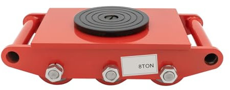 Industrial Machinery Dolly Mover - 17600LBS with 360° Rotation Cap, 6 Rollers, 8T Load Capacity for Warehouse, Workshop - Heavy Duty Skate, Red