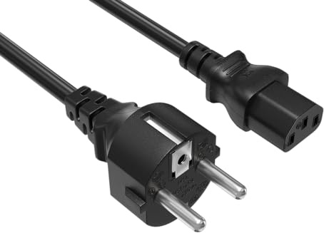 Cable Leader 8ft 18AWG European Schuko Power Cord CEE 7/7 to IEC320 C13, 10A/250V, European Travel Plug, Power Cord for Type F Outlet Italy Spain Germany France EU, Black