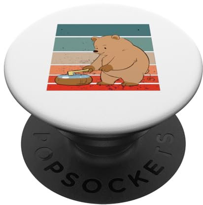 Bär Cartoon Curling Besen Stein Eis Sport freundlich PopSockets mit austauschbarem PopGrip
