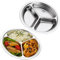 Lot de 2 assiettes plates rondes divisées en acier inoxydable de 24 cm avec 3 compartiments - Assiettes séparées en acier inoxydable pour enfants - Assiettes bariatriques - Assiettes de camping en