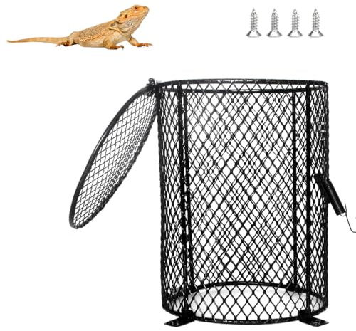 Skyddskorg för reptilvärmelampa, 1 st skållningsskyddande nätskydd, värmelampskärm för ödlor, skäggagamlar, sköldpaddor, ormar, terrarier