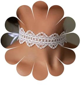 Inateannal Collier Ras Du Cou En Dentelle Gothique Collier De Dentelle Blanche Colliers Courts De Tatouage De Fleurs Creuses Colliers Longs De Chaîne Bijoux Pour Femmes