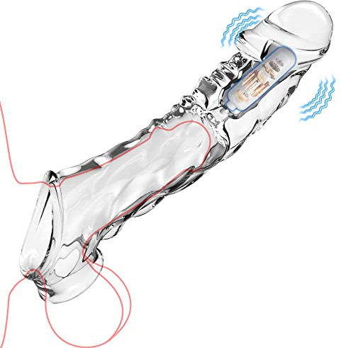 Sex Spielzeug für Die Männer Penishülle，21.8cm Klar Penismanschette Cock Ring Extender, Ultra-Soft Penis Vibrator Sex Spielzeug für Paare Penishülle für Paare Penisverlängerung (jede Größe)