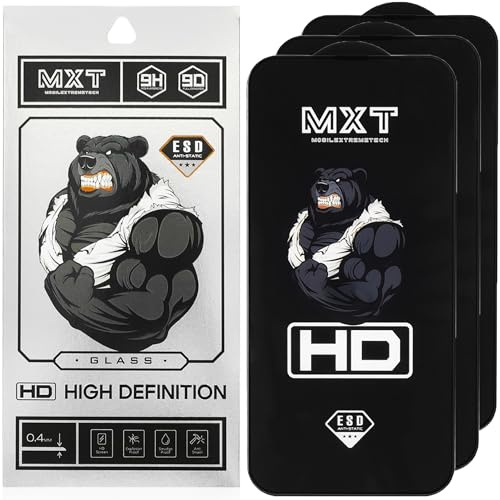 MXT Screen Protector for iPhone 14/13/13Pro 6.1in 3-Pack, Tempered Glass Film Edge to Edge Full Cover, Case-Friendly, HD Clear (For iPhone 14/13/13Pro – 6.1in)