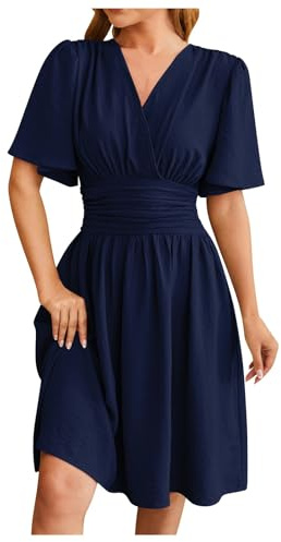 Dentelle Robe Été Femme de Plage Rétro Robes Col Rond Robes au Genou sans Manches Imprimé Floral Casual Tuniques Ample Flower Dress Bikini Cover Up Tunique Cardigan Tendance （Marine,XL）