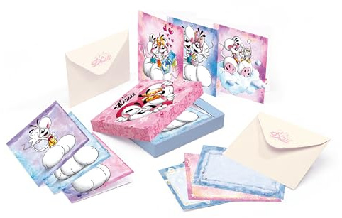 DIDDL - Set de Papiers à Lettres Diddl - Boîte avec Cartes & Enveloppes Colorées - Papeterie Vintage Années 90 - Idée Cadeau Mignonne pour Enfant ou Fan Nostalgique