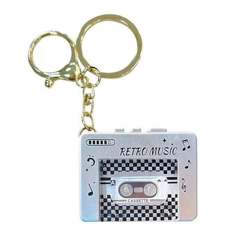 Mini magnétophone portable, lecteur de cassettes miniatures en plastique rétro avec musique, accessoire amusant à suspendre, enregistreurs de musique vintage, cadeaux créatifs