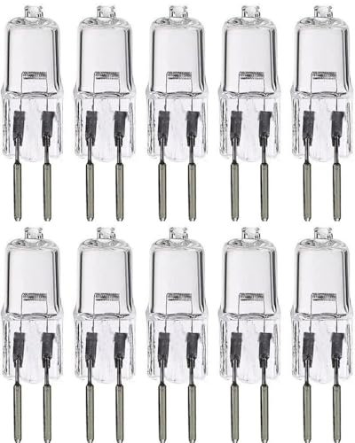 UGEFKMQ 10PCS Lampadina alogena G5.3 20W 12V Lampadine a capsula trasparente G5.3 12V 100W Lampada alogena lavoro meccanica GU5.3 base a doppio ago Bianco caldo 35W