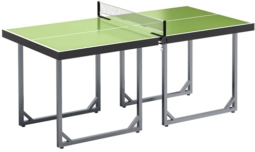HOMCOM Mesa de Ping-Pong Plegable, 182x91cm, Fácil de Transportar, Resistente a la Intemperie, Estable, Mesa de Tenis con Red y Marco de Acero, para Interior, Verde