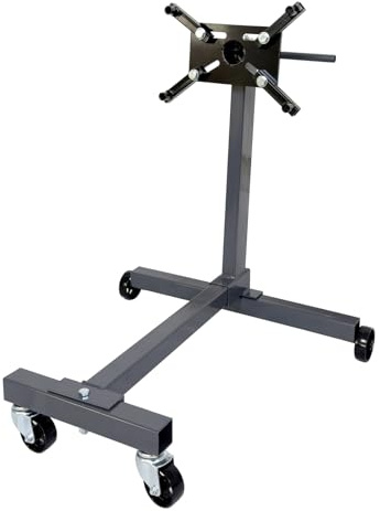 SwitZer 1000lbs Engine Stand Gearbox Support 450kg Heavy Duty Steel Structure Swivel Transmission Jack 360 Degree Rotation 4 Wheels Adjustable Mounting Arms Car Trolley Garage Workshop, Grey
