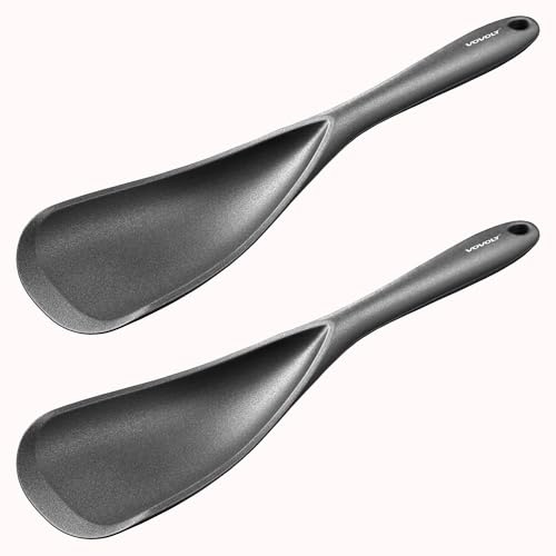 Cooking Spoon for Nonstick Cookwares, VOVOLY Silicone Spoon for Mixing, Scoop, and Scrape,Seamless Design, 12.6'', 2 Pack, Black