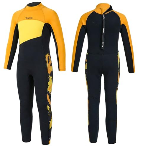 Gogokids Combinaison de plongée thermique intégrale en néoprène de 2,5 mm pour garçons et filles – Combinaison de plongée chaude à manches longues pour la natation, le surf, la plage – Âge de 2 à 10