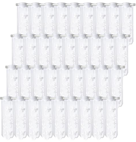 EclipseGuard 4 fönstergardiner, 130 x 45 cm, fönstergardiner, modern bistrogardin, vit, halvtransparent broderad, vinylgardin i vitt, kort butik, halvtransparenta gardiner för vardagsrum och kök