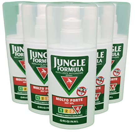 6 x JUNGLE FORMULA Repellente Antizanzare Spray Molto Forte 75Ml