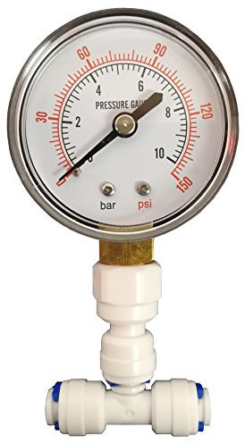 Medidor de presión para sistemas acuáticos RO y de ósmosis inversa doméstica con conexión de 1/4 pulgadas por Finerfilters.