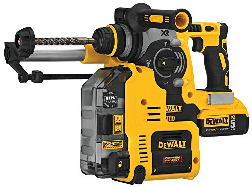 DEWALT 20V MAX XR Rotary Hammer, SDS Plus, L-Shape, On-Board Dust Extractor, 1-Inch (DCH273P2DHO)