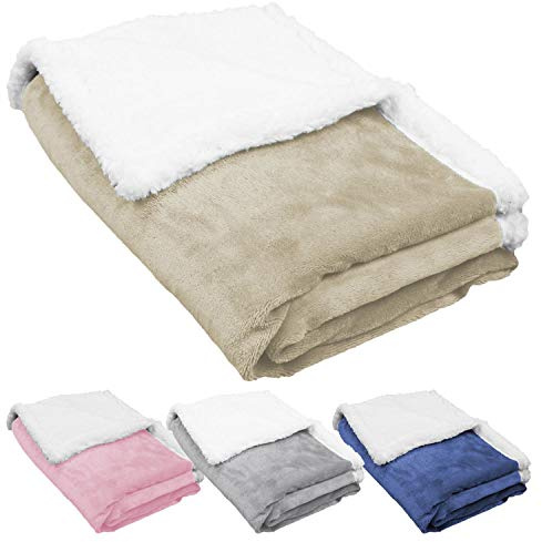 Monsieur Bébé - Couverture, plaid polaire pour enfant 75 x 100 cm en flanelle et sherpa ultra doux - 4 coloris