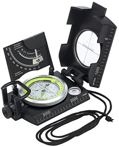 Anbte Kompass Militär mit Klinometer Professioneller Marschkompass IP65 Compass mit Tragetasche Wasserdicht Navigation Compass für Jagd Camping Wandern Outdoor-Aktivitäten (Schwarz)