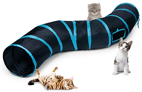 Aandyou S-Shaped Cat Tunnel, 2-Way Pet Tunnels for Indoor Cats, Kittens, Small Animals, Pet Owners