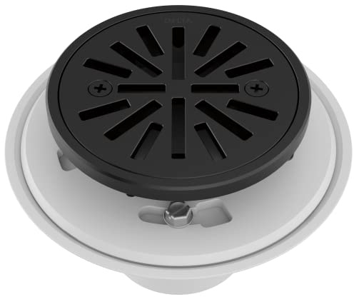 Delta 4 Inch Matte Black Tile-In Round Shower Floor Drain with Gasket and Removable Drain Gate, Matte Black DT061411-BL